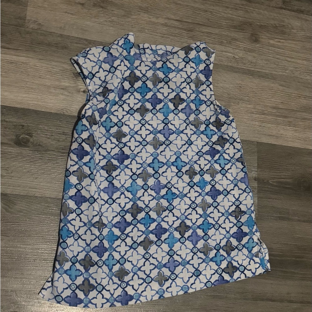 Lands' End Blue and Gray Patterned Blouse
